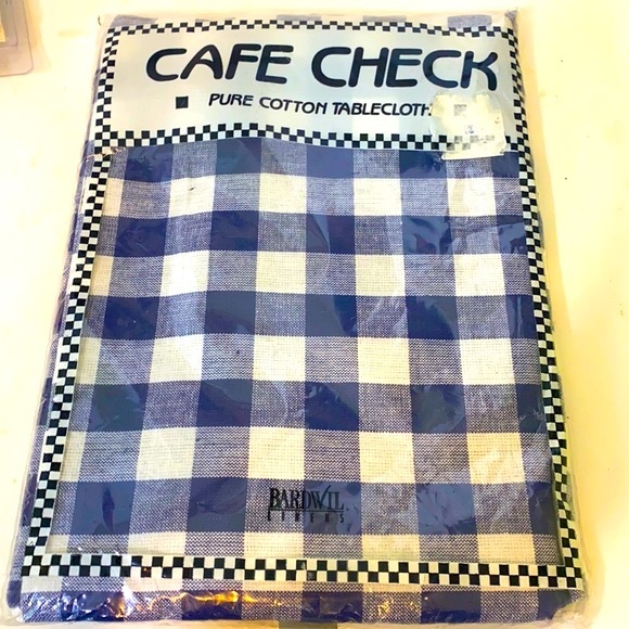 Cafe Check Cotton Navy Gingham Tablecloth